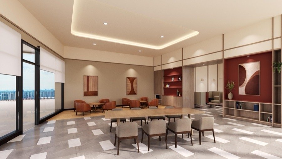 Artist's impression of The Queenswoodz Inspired Lounge reading area